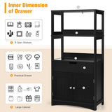 NNECW Multipurpose Storage Cabinet with Drawer for Bathroom-Black