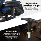 NNECW Gaming Chair with Footrest and Massage Lumbar Cushion-Blue