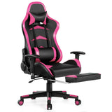 NNECW Gaming Chair with Footrest and Massage Lumbar Cushion-Pink