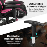 NNECW Gaming Chair with Footrest and Massage Lumbar Cushion-Pink