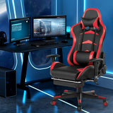 NNECW Gaming Chair with Footrest and Massage Lumbar Cushion-Red