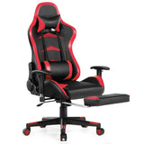 NNECW Gaming Chair with Footrest and Massage Lumbar Cushion-Red