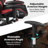 NNECW Gaming Chair with Footrest and Massage Lumbar Cushion-Red