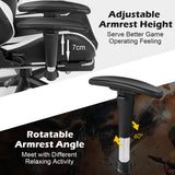 NNECW Gaming Chair with Footrest and Massage Lumbar Cushion-White