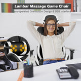 NNECW Gaming Chair with Footrest and Massage Lumbar Cushion-White