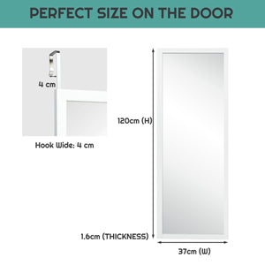 NNECW Wall Mounted Dressing Mirror with Hanging Hooks for Bedroom White