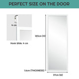 NNECW Wall Mounted Dressing Mirror with Hanging Hooks for Bedroom White