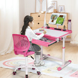 NNECW Adjustable Mid Back Children Study Chair with Adjustable Height for Office-Pink