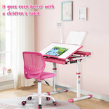 NNECW Adjustable Mid Back Children Study Chair with Adjustable Height for Office-Pink