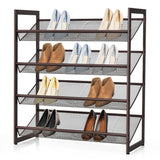 NNECW 4-Tier Iron Shoe Rack with 2 Placement Modes for Entryway