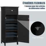 NNECW Floor Cabinet with Practical Drawer and 3-level Adjustable Shelves for Living Room/Bedroom-Black