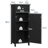 NNECW Floor Cabinet with Practical Drawer and 3-level Adjustable Shelves for Living Room/Bedroom-Black