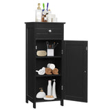 NNECW Floor Cabinet with Practical Drawer and 3-level Adjustable Shelves for Living Room/Bedroom-Black