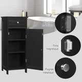 NNECW Floor Cabinet with Practical Drawer and 3-level Adjustable Shelves for Living Room/Bedroom-Black