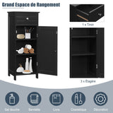 NNECW Floor Cabinet with Practical Drawer and 3-level Adjustable Shelves for Living Room/Bedroom-Black