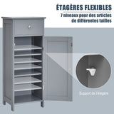 NNECW Floor Cabinet with Practical Drawer and 3-level Adjustable Shelves for Living Room/Bedroom-Gray