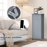 NNECW Floor Cabinet with Practical Drawer and 3-level Adjustable Shelves for Living Room/Bedroom-Gray