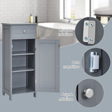 NNECW Floor Cabinet with Practical Drawer and 3-level Adjustable Shelves for Living Room/Bedroom-Gray