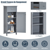 NNECW Floor Cabinet with Practical Drawer and 3-level Adjustable Shelves for Living Room/Bedroom-Gray