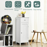 NNECW Floor Cabinet with Practical Drawer and 3-level Adjustable Shelves for Living Room/Bedroom-White