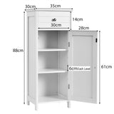 NNECW Floor Cabinet with Practical Drawer and 3-level Adjustable Shelves for Living Room/Bedroom-White