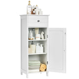 NNECW Floor Cabinet with Practical Drawer and 3-level Adjustable Shelves for Living Room/Bedroom-White
