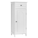 NNECW Floor Cabinet with Practical Drawer and 3-level Adjustable Shelves for Living Room/Bedroom-White