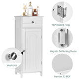 NNECW Floor Cabinet with Practical Drawer and 3-level Adjustable Shelves for Living Room/Bedroom-White