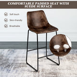 NNECW Set of 2 Bar Stool Faux Suede Upholstered with Metal Leg for Kitchen/Dining