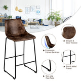 NNECW Set of 2 Bar Stool Faux Suede Upholstered with Metal Leg for Kitchen/Dining