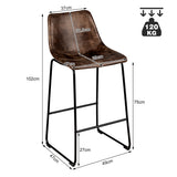 NNECW Set of 2 Bar Stool Faux Suede Upholstered with Metal Leg for Kitchen/Dining
