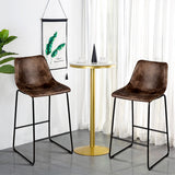 NNECW Set of 2 Bar Stool Faux Suede Upholstered with Metal Leg for Kitchen/Dining