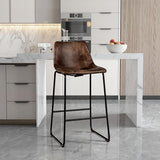 NNECW Set of 2 Bar Stool Faux Suede Upholstered with Metal Leg for Kitchen/Dining