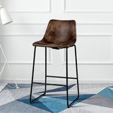 NNECW Set of 2 Bar Stool Faux Suede Upholstered with Metal Leg for Kitchen/Dining