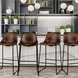 NNECW Set of 2 Bar Stool Faux Suede Upholstered with Metal Leg for Kitchen/Dining