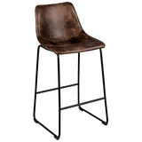NNECW Set of 2 Bar Stool Faux Suede Upholstered with Metal Leg for Kitchen/Dining