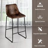 NNECW Set of 2 Bar Stool Faux Suede Upholstered with Metal Leg for Kitchen/Dining
