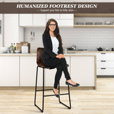 NNECW Set of 2 Bar Stool Faux Suede Upholstered with Metal Leg for Kitchen/Dining