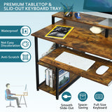 NNECW Computer Desk with Storage Shelves for Home Office
