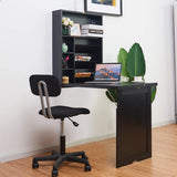 NNECW Wall Mounted Fold Out Convertible Desk with Storage Area for Home/Office Black