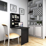 NNECW Wall Mounted Fold Out Convertible Desk with Storage Area for Home/Office Black
