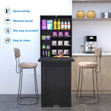 NNECW Wall Mounted Fold Out Convertible Desk with Storage Area for Home/Office Black