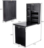 NNECW Wall Mounted Fold Out Convertible Desk with Storage Area for Home/Office Black