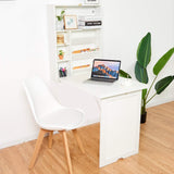 NNECW Wall Mounted Fold Out Convertible Desk with Storage Area for Home/Office White