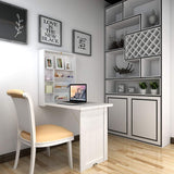 NNECW Wall Mounted Fold Out Convertible Desk with Storage Area for Home/Office White