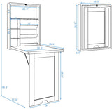 NNECW Wall Mounted Fold Out Convertible Desk with Storage Area for Home/Office White