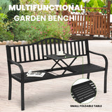 NNECW Patio Garden Bench with Foldable Middle Table for Garden