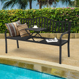 NNECW Patio Garden Bench with Foldable Middle Table for Garden