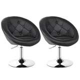 NNECW Set of 2 Swivel Round Tufted Back Chair Accent Chair with PU Leather and Chromed Base