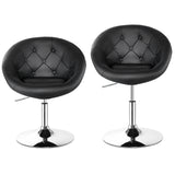 NNECW Set of 2 Swivel Round Tufted Back Chair Accent Chair with PU Leather and Chromed Base